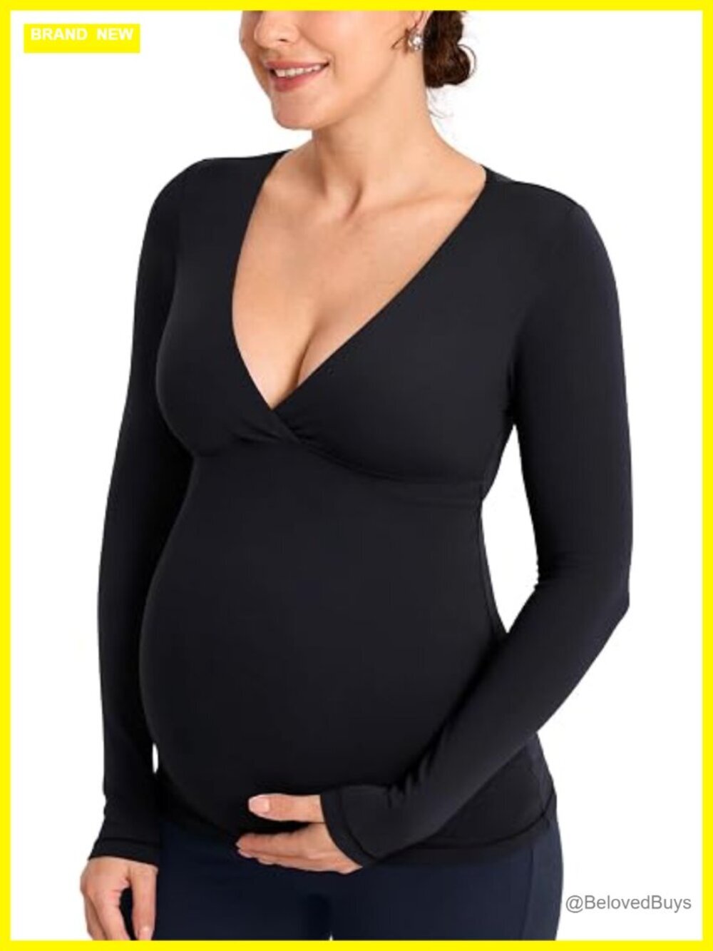 Maternity Nursing Tops Long Sleeve Crossover Breastfeeding Shirt Soft Tee